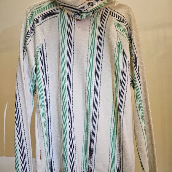 Bo-Ho Non-Zip Tribal/Chevron Design Stripe Hoodie w/Tunnel Pocket - Picture 3 of 4